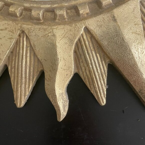 Vintage Gold Sunburst Convex Mirror – 16” Dome Glass Wall Decor - Picture 2 of 9